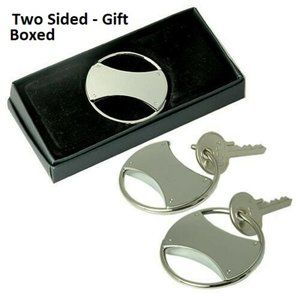 circle double sided key ring chrome plate key chai